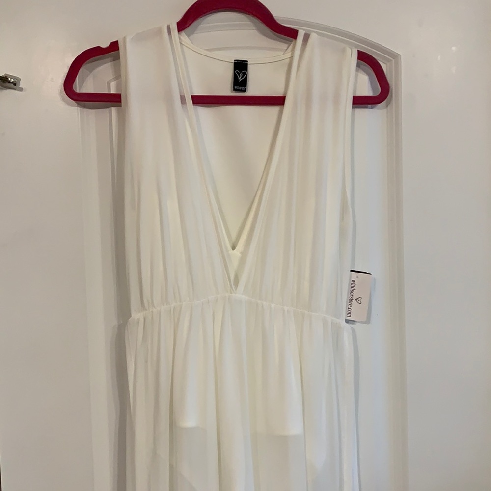 Ivory body suit dress with side slits